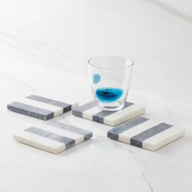 Striped White Marble Coasters – Set of 4