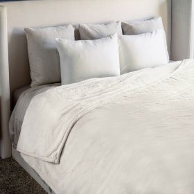 HGTV Super Luxe Faux Fur Throw Blanket Snowbound 106 x 94 inches