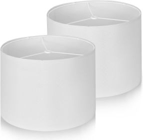 Lampshades Set of 2, Drum Lampshade White, Natural Linen Lampshades