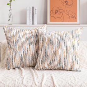 Boho Couch Throw Pillow Covers 18x18 Inch Set of 2 Yellow Brown Striped Decorative Pillow Covers Chenille Accent Pillowcase Farmhouse Cushion Cov