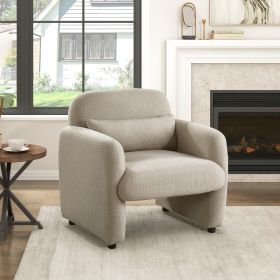 Contemporary Accent Chair Taupe Boucle Fabric Upholstery Plywood Frame Pillow Cozy Living Room Furniture 1pc Comfort Chair