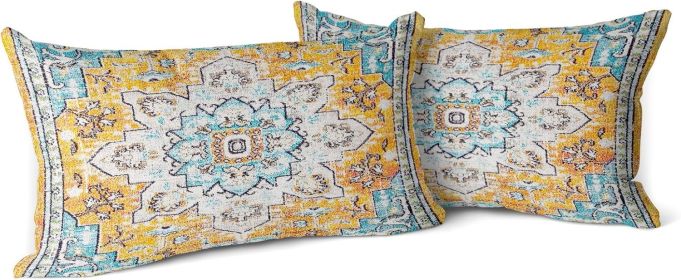 Snycler Boho Throw Pillow Covers 12x20 inch Set of 2 Boho Rug Carpet Double Sided Pattern Short Plush Cotton Soft Pillow Case Cushion Cover Pillo