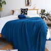 SOGA Royal Blue Diamond Pattern Knitted Throw Blanket with Tassels – Soft and Cozy Decorative Blanket for Bed, Sofa, Living Room, or Couch
