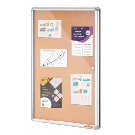 36"x24" Enclosed Cork Board with Aluminum Frame – Lockable Bulletin Board with Acrylic Door & 2 Keys – Weather-Resistant Wall Display Case for School
