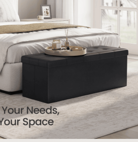Folding Storage Ottoman Bench