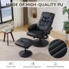 015-Reclining Chair with Ottoman, 360° Swivel PU Leather Recliners with 5 Massage Mode, Adjustable Backrest for Home or Office, Black