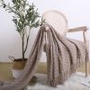 SOGA Coffee Diamond Pattern Knitted Throw Blanket with Tassels – Warm, Cozy Woven Cover for Bed, Sofa, Couch, or Home Décor