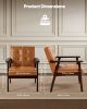 Accent Chair, Mid Century Modern Armchair with Solid Wood Frame and Non-Slip Legs, Upholstered Leisure Chair with PU Leather and Soft Cushion