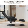 015-Reclining Chair with Ottoman, 360° Swivel PU Leather Recliners with 5 Massage Mode, Adjustable Backrest for Home or Office, Black
