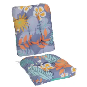 Waterproof Rocking Chair Cushion Upper And Lower Back And Seat Sets With Non-Slip Ties Oxford Cloth Surface Polyester Filling Comfortable For Ind (Option: GreyOrangeLeafPro)