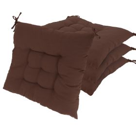4Pcs Chair Cushion Pads Pillow 17.72x17.72x2.37in Soft Tie On Square Sitting Mats For Home Office Car Sitting Travel (Option: Standard-Brown)