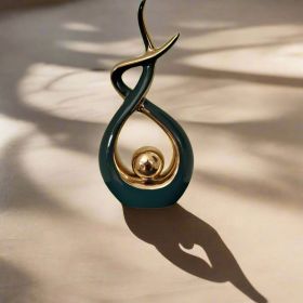 Ember Echoes – Modern Ceramic Home Decor Sculpture Accent (Color: TGRN-GOLD-TALL)