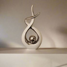 Ember Echoes – Modern Ceramic Home Decor Sculpture Accent (Color: WHT-SLVR-TALL)