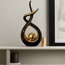 Ember Echoes – Modern Ceramic Home Decor Sculpture Accent (Color: BLK-GOLD-TALL)