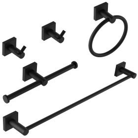 5-Piece Bath Hardware Set with Towel Bar Towel Ring Towel Hook Toilet Paper Holder in Brushed Nickel (Color: Black)