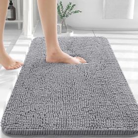 Bathroom Rugs 30x20, Extra Soft Absorbent Chenille Bath Rugs, Rubber Backing Quick Dry, Machine Washable Bath Mats for Bathroom Floor, Tub and Shower (Color: Grey)