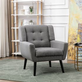 Modern Soft Linen Material Ergonomics Accent Chair Living Room Chair Bedroom Chair Home Chair With Black Legs For Indoor Home (Color: as Pic)