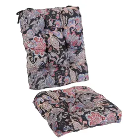 Waterproof Rocking Chair Cushion Upper And Lower Back And Seat Sets With Non-Slip Ties Oxford Cloth Surface Polyester Filling Comfortable For Ind (Option: BlackPinkLeafPro)
