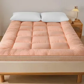 Mattress With Checkered Three-dimensional Edges, 4 Colors, King Size (Color: pink)